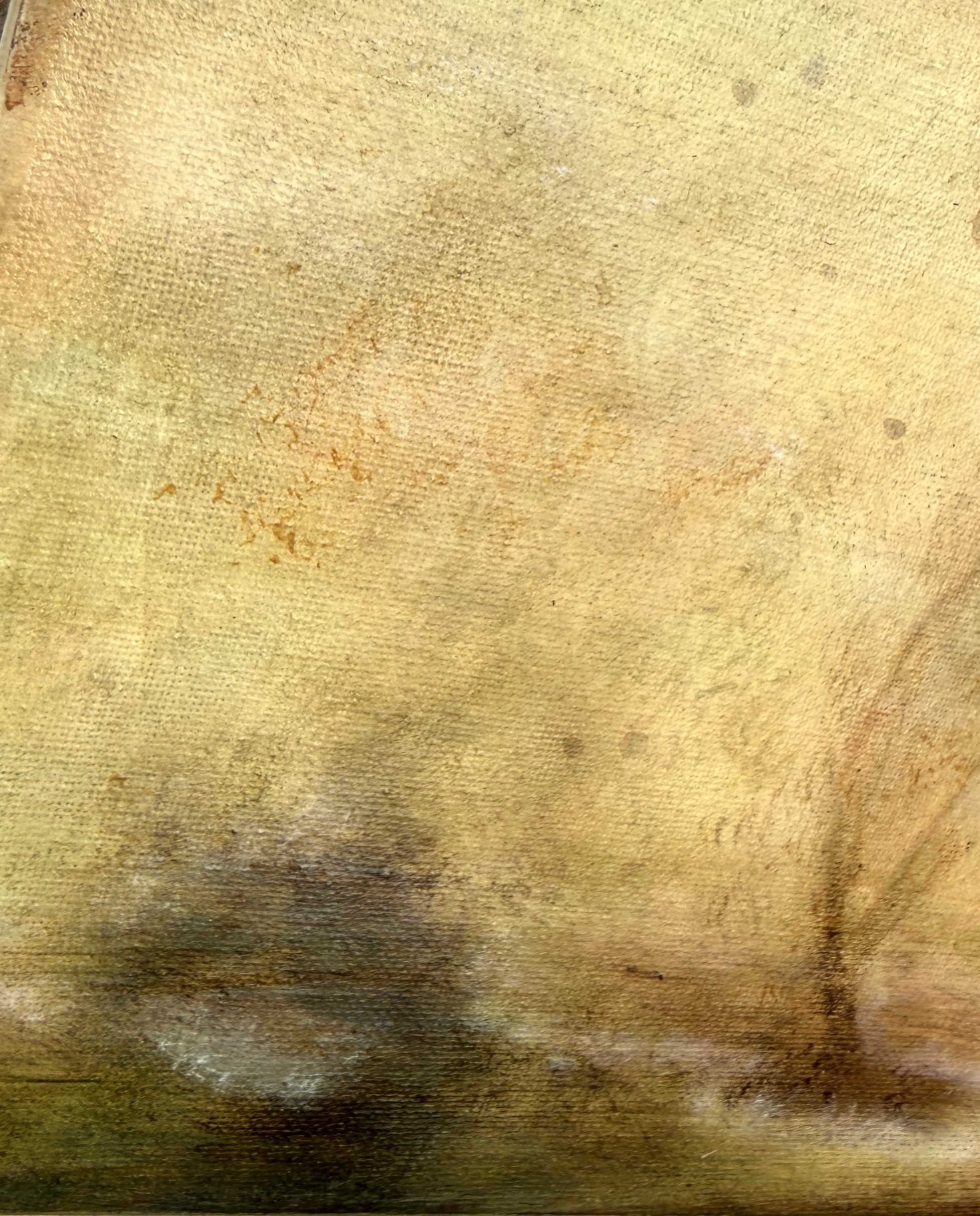 Toile abstraite contemporaine, tons ocre, blancs, bruns, olive